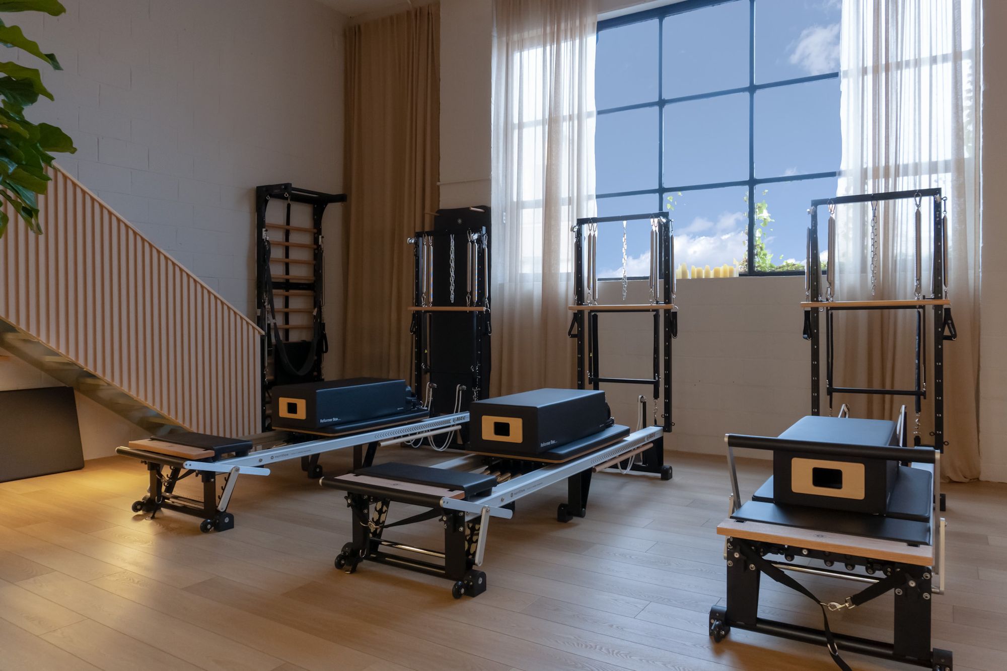 The private Pilates studio with reformers and Cadillac trapeze tables at Leaside Pilates